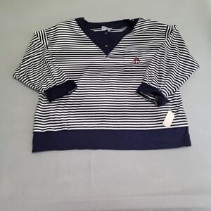 VTG Long Sleeve Striped Nautical Shirt Embroidered Anchor Women's 44/24W NOS
